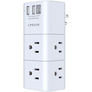USB Outlet Extender Surge Protector - QINLIANF Multi Plug Outlet with Rotating